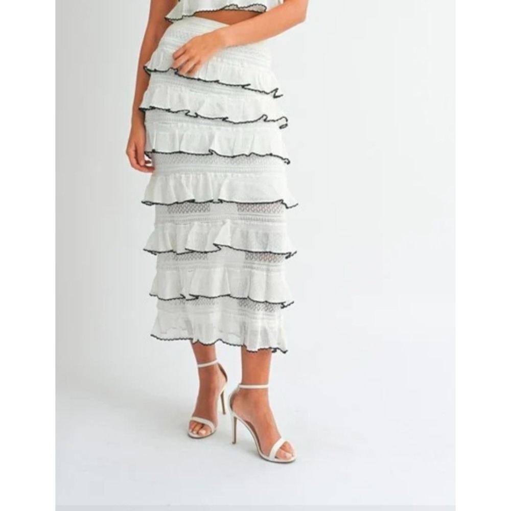 Amable By Mable Mardee Ruffle High Waist-Maxi Skirt - Size S